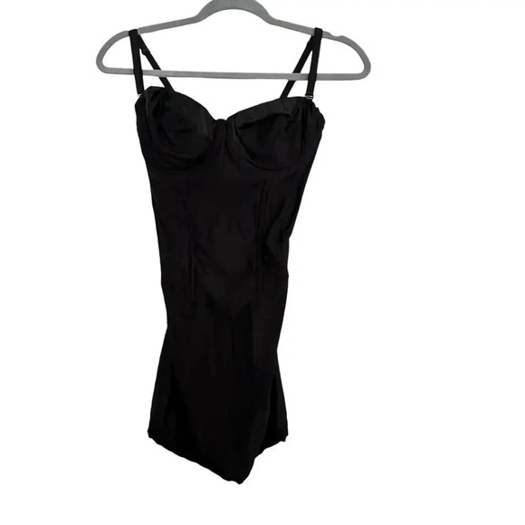 Victoria's Secret Black Stretch Satin slip shapewear Size 36C - Picture 1 of 6